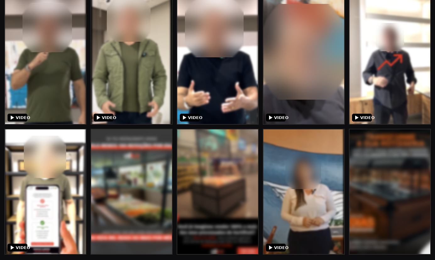 Grid of blurred ad creatives from the campaign