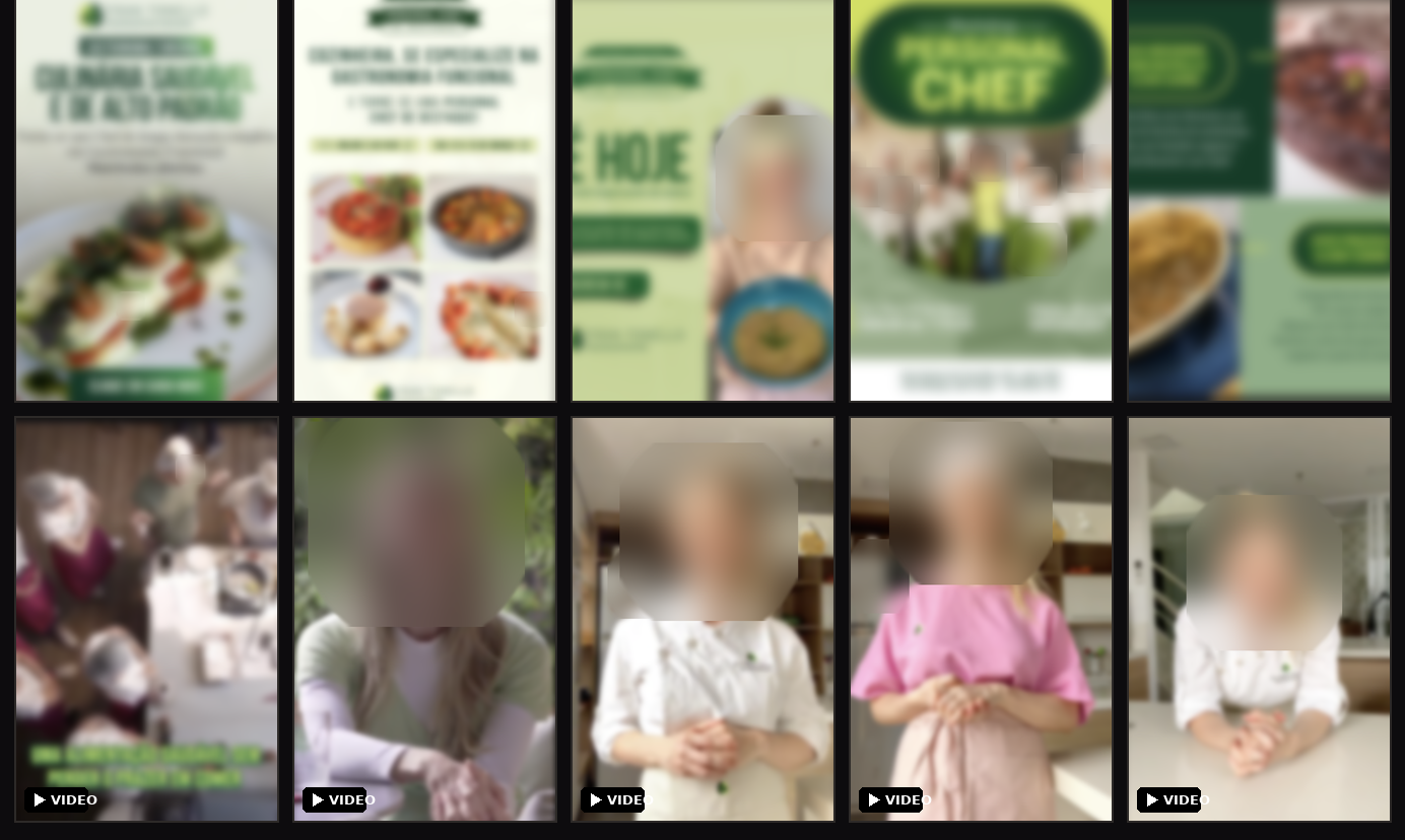 Grid of blurred ad creatives from the campaign